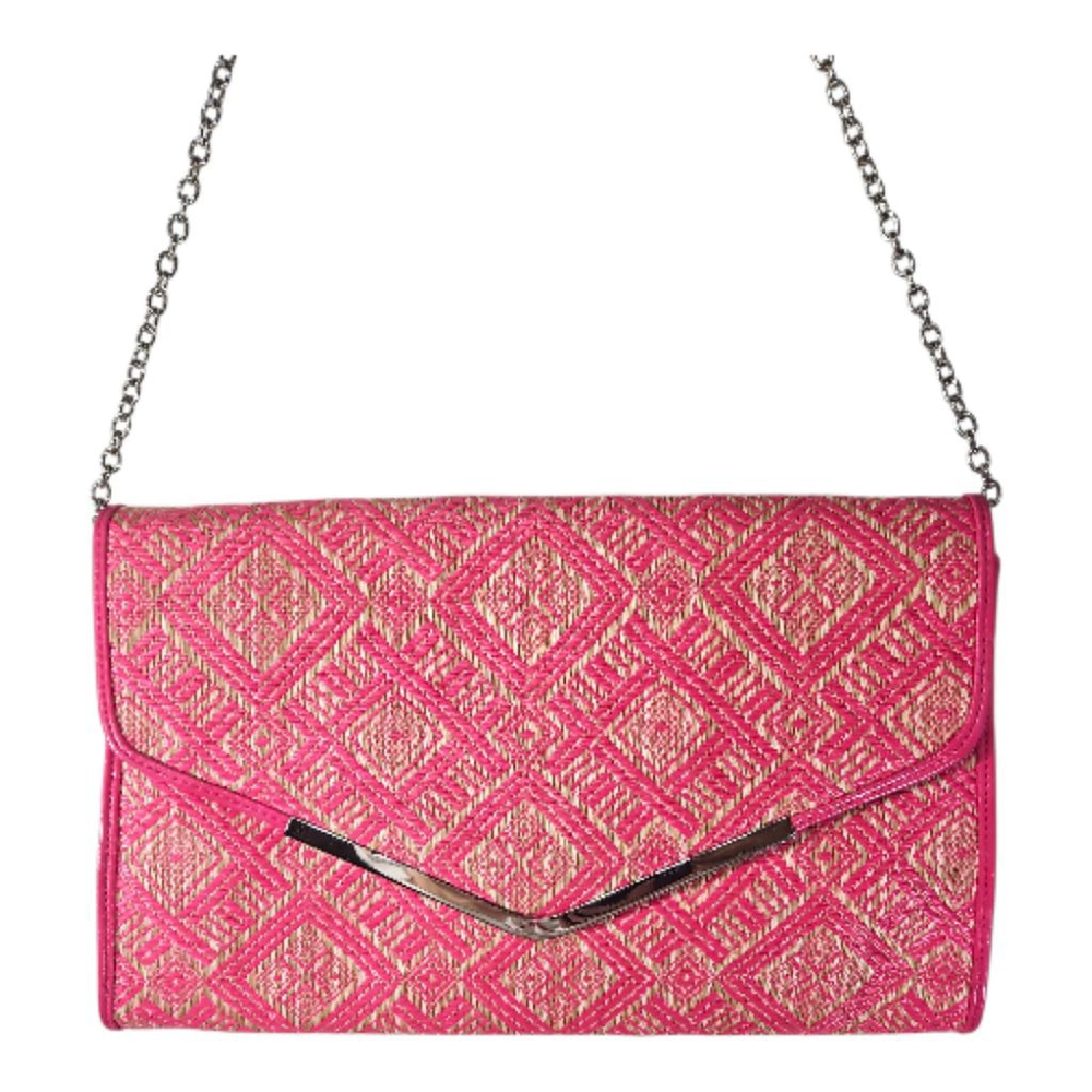 The Many Moods Of Poppie Jones Pink Rattan Chain Strap Purse or Clutch - Picture 3 of 9